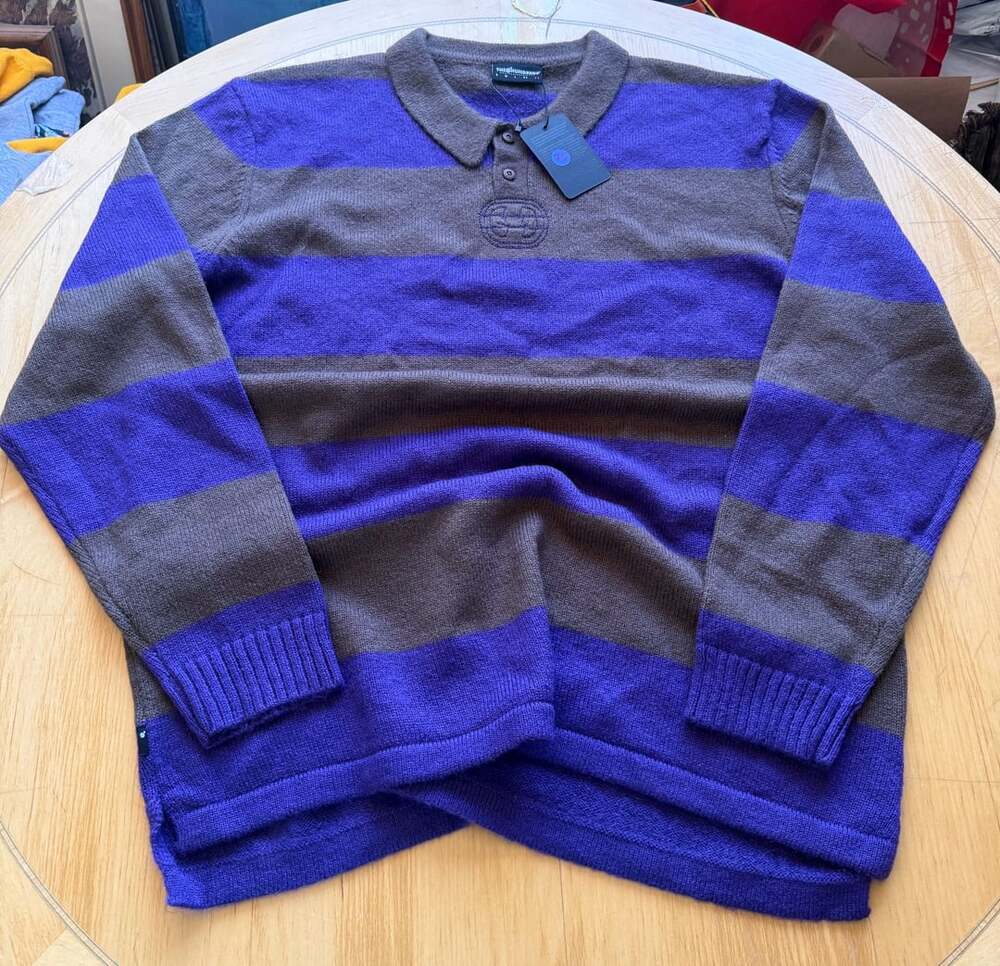 The Hundreds Striped Knit Polo Sweater Blue Brown
NWT